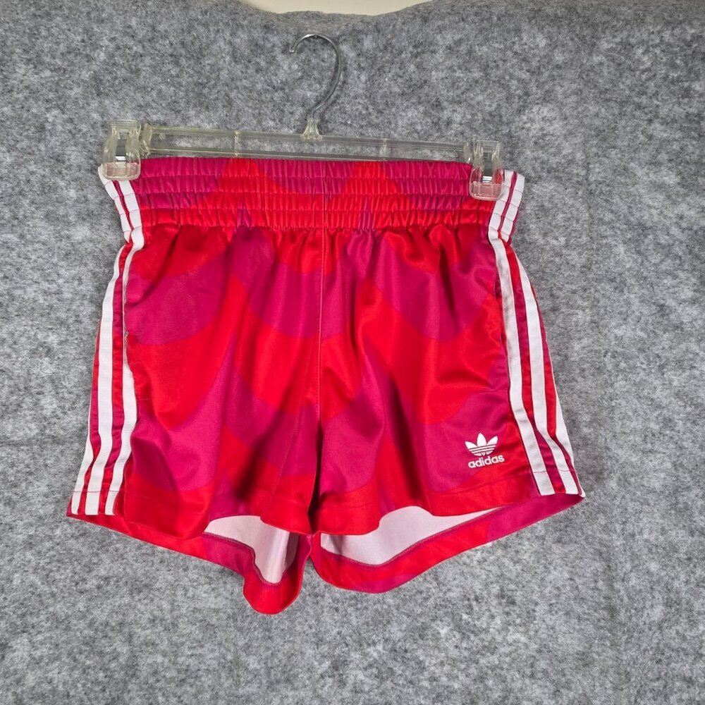 Adidas Marimekko Athletic Shorts Red Pink Elastic Waist Primegreen - Sz S H20476 - Picture 3 of 8